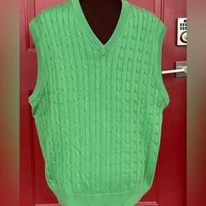 BROOK BROTHERS sXL like new spring green v-neck vest-‘Country Club’ line-💯cotton